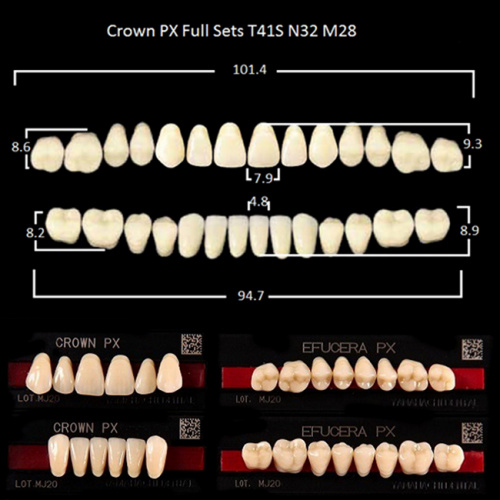Зубы PX CROWN / EFUCERA, цвет A3,5, фасон T41S/N42/28, полный гарнитур, 28шт. от Атридент