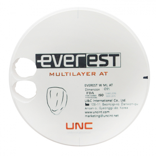 Диск циркониевый Everest Multilayer AT, размер 95х12 мм, оттенок A1, многослойный от Атридент фото 7