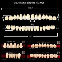 Зубы PX CROWN / EFUCERA, цвет B1, фасон O41/N32/28, полный гарнитур, 28шт. от Атридент