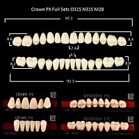 Зубы PX CROWN / EFUCERA, цвет W05, фасон O31S/N31S/28, полный гарнитур, 28шт. от Атридент