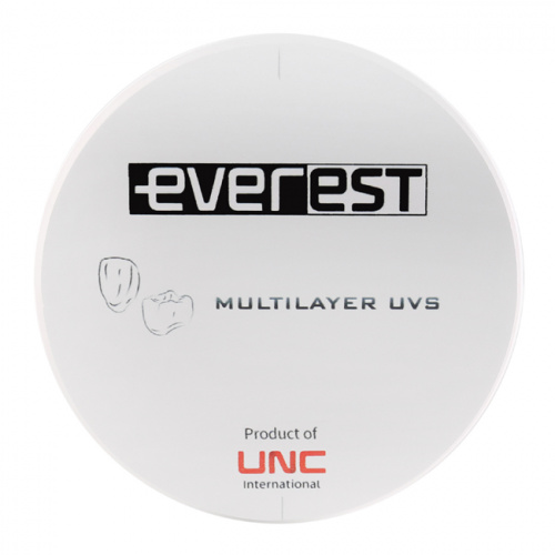 Диск циркониевый Everest Multilayer UVS, размер 98х20 мм, цвет A3.5, многослойный, для ускоренной синтеризации за 40 минут от Атридент