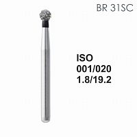 Бор алмазный MANI BR-31SC по ISO 001, шар, 020 х 1.8 х 19.2 мм, зернистость SC, 5 штук от Атридент