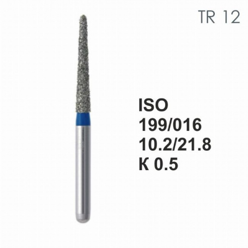 Бор алмазный MANI TR-12 по ISO 199, конус ,016 х 10.2 х 21.8 мм, зернистость S, 5 штук от Атридент