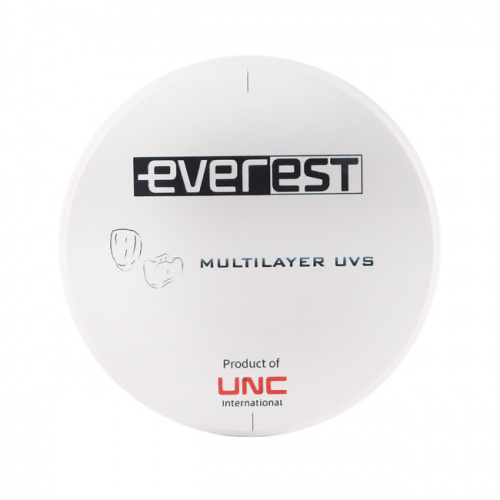 Диск циркониевый Everest Multilayer UVS, размер 98х16 мм, цвет B1, многослойный, для ускоренной синтеризации за 40 минут от Атридент