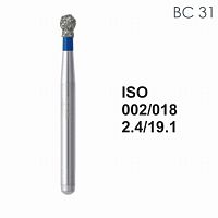 Бор алмазный MANI BC-31 по ISO 002, шар с воротником, 018 х 2,4 х 19,1 мм, зернистость S, 5 штук от Атридент