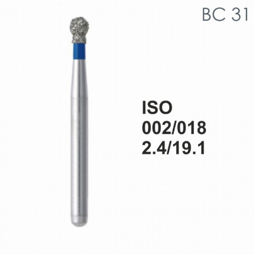 Бор алмазный MANI BC-42 по ISO 002, шар с воротником, 014 х 2,5 х 19,1 мм, зернистость S, 5 штук от Атридент фото 2