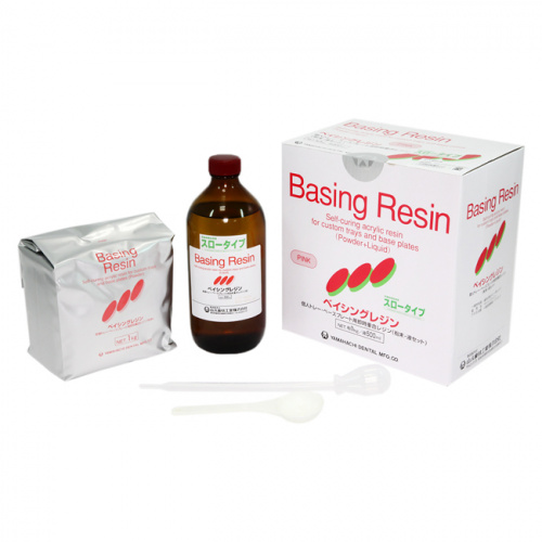 Пластмасса Basing Resin Powder+Liquid Pink медленной холодной полимеризации (7 минут), набор 1000 г + 500 мл. от Атридент