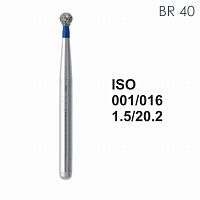 Бор алмазный MANI BR-40 по ISO 001, шар, 016 х 1.5 х 20.2 мм, зернистость S, 5 штук от Атридент