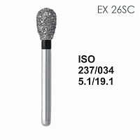 Бор алмазный MANI EX-26SC по ISO 237, груша ,034 х 5.1 х 19.1 мм, зернистость SC, 5 штук от Атридент