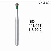 Бор алмазный MANI BR-40C по ISO 001, шар, 017 х 1.5 х 20.2 мм, зернистость C, 5 штук от Атридент