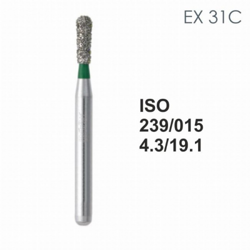 Бор алмазный MANI EX-31C по ISO 239, груша ,015 х 4.3 х 19.1 мм, зернистость C, 5 штук от Атридент