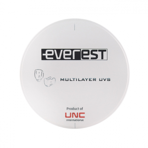 Диск циркониевый Everest Multilayer UVS, размер 98х12 мм, цвет A1, многослойный, для ускоренной синтеризации за 40 минут от Атридент