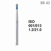 Бор алмазный MANI BR-43 по ISO 001, шар, 013 х 1.2 х 21.0 мм, зернистость S, 5 штук от Атридент