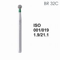 Бор алмазный MANI BR-32C по ISO 001, шар, 019 х 1.9 х 21.1 мм, зернистость C, 5 штук от Атридент
