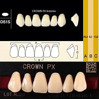 Зубы CROWN PX Anterior, цвет D3, фасон O61S композитные трехслойные, 6 шт. от Атридент