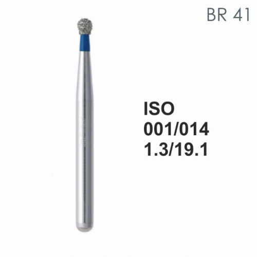 Бор алмазный MANI BR-41 по ISO 001, шар, 014 х 1.3 х 19.1 мм, зернистость S, 5 штук от Атридент