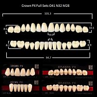 Зубы PX CROWN / EFUCERA, цвет A4, фасон O41/N32/28, полный гарнитур, 28шт. от Атридент
