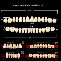 Зубы PX CROWN / EFUCERA, цвет A1, фасон T41/N32/28, полный гарнитур, 28шт. от Атридент