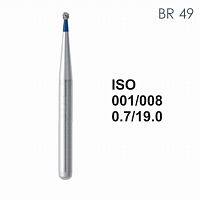 Бор алмазный MANI BR-49 по ISO 001, шар, 008 х 0.7 х 19.0 мм, зернистость S, 5 штук от Атридент