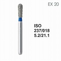 Бор алмазный MANI EX-20 по ISO 237, груша ,018 х 5.2 х 21.1 мм, зернистость S, 5 штук