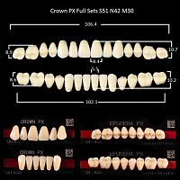Зубы PX CROWN / EFUCERA, цвет D4, фасон S51/N42/30, полный гарнитур, 28шт. от Атридент
