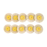 Щетка для шлифмотора пятислойная (щетина, фетр, нетканка, фетр, щетина), диаметр 80мм, желтый пластик, 10шт.