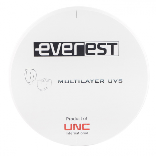 Диск циркониевый Everest Multilayer UVS, размер 95х22мм, оттенок BL3, многослойный, для ускоренной синтеризации за 40 минут от Атридент