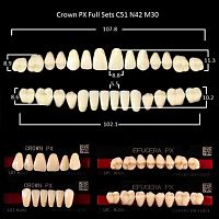 Зубы PX CROWN / EFUCERA, цвет C1, фасон C51/N42/30, полный гарнитур, 28шт.