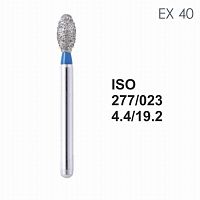 Бор алмазный MANI EX-40 по ISO 277, яйцо ,023 х 4.4 х 19.2 мм, зернистость S, 5 штук