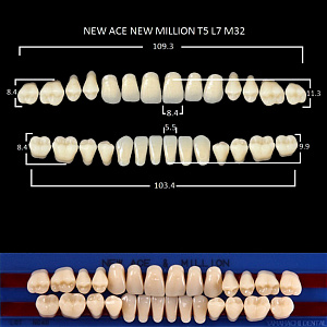 Зубы NEW ACE/NEW MILLION, цвет W05, фасон T5/L7/M32, полный гарнитур, 28шт.