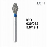 Бор алмазный MANI EX-11 по ISO 039, дв.конус ,032 х 5.0 х 19.1 мм, зернистость S, 5 штук