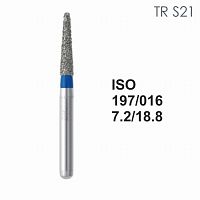 Бор алмазный MANI TR-S21 по ISO 197, конус ,016 х 7.2 х 18.8 мм, зернистость S, 5 штук от Атридент