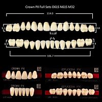Зубы PX CROWN / EFUCERA, цвет B4, фасон O61S/N61S/32, полный гарнитур, 28шт. от Атридент