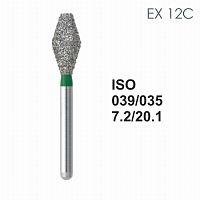 Бор алмазный MANI EX-12C по ISO 039, дв.конус ,035 х 7.2 х 20.1 мм, зернистость C, 5 штук