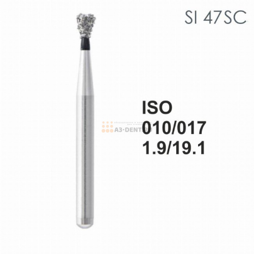Бор алмазный MANI SI-47SC по ISO 010, об.конус ,017 х 1.6 х 19.1 мм, зернистость SC, 5 штук фото 2