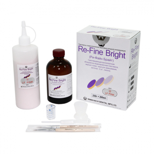 Пластмасса Re-Fine Bright самотвердеющая (3 минуты), цвет LF Pink, набор 250 г + 260 мл. от Атридент