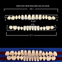 Зубы NEW ACE/NEW MILLION, цвет A2, фасон SS2/S3L/M28, полный гарнитур, 28шт. от Атридент