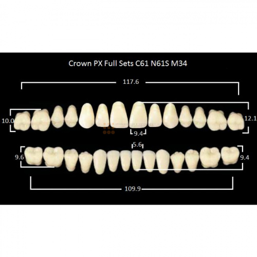 Зубы PX CROWN / EFUCERA, цвет A3,5, фасон C61/N61S/34, полный гарнитур, 28шт. фото 2