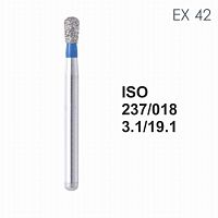 Бор алмазный MANI EX-42 по ISO 237, груша ,018 х 3.1 х 19.1 мм, зернистость S, 5 штук