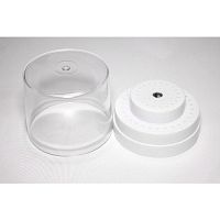 Подставка пластиковая для боров Promisee Dental, 79*91мм,  круглая,с прозрачной крышкой, 60 отверстий, белая.