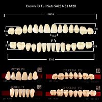 Зубы PX CROWN / EFUCERA, цвет A1, фасон S42S/N31/28, полный гарнитур, 28шт.