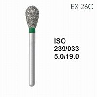 Бор алмазный MANI EX-26C по ISO 239, груша ,033 х 5.0 х 19.0 мм, зернистость C, 5 штук
