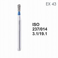 Бор алмазный MANI EX-43 по ISO 237, груша ,014 х 3.1 х 19.1 мм, зернистость S, 5 штук