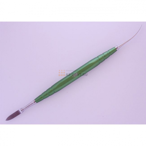 Резчик 07302 моделировочный зуботехнический двусторонний для работы с воском, ручка длиной 95 мм зеленая с рабочими частями Evan A1, E4 фото 2