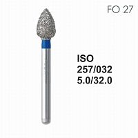 Бор алмазный MANI FO-27 по ISO 257, пламя ,032 х 5.0 х 32.0 мм, зернистость S, 5 штук
