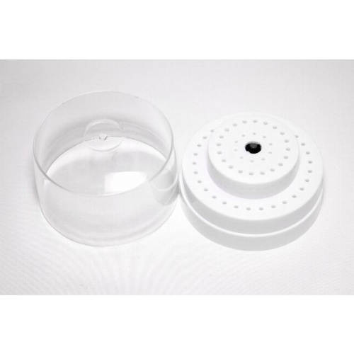 Подставка пластиковая для боров Promisee Dental, 89*66мм, круглая,с прозрачной крышкой, 60 отверстий, белая. от Атридент