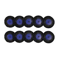 Щётка для шлифмотора натуральная, чёрная средняя, 3-х рядная с бязевыми прослойками, диаметр 85мм, синий пластик, 10шт.