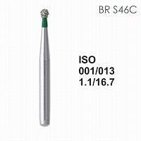 Бор алмазный MANI BR-S46C по ISO 001, шар, 013 х 1.1 х 16.7 мм, зернистость C, 5 штук