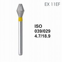 Бор алмазный MANI EX-11EF по ISO 039, дв.конус ,029 х 4.7 х 18.9 мм, зернистость EF, 5 штук