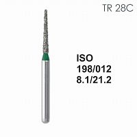 Бор алмазный MANI TR-28C по ISO 198, конус ,012 х 8.1 х 21.2 мм, зернистость C, 5 штук от Атридент
